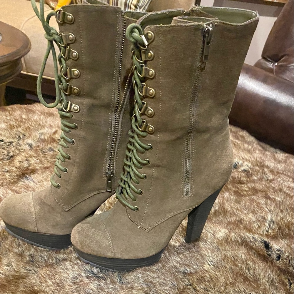Guess faux suede lace up boots